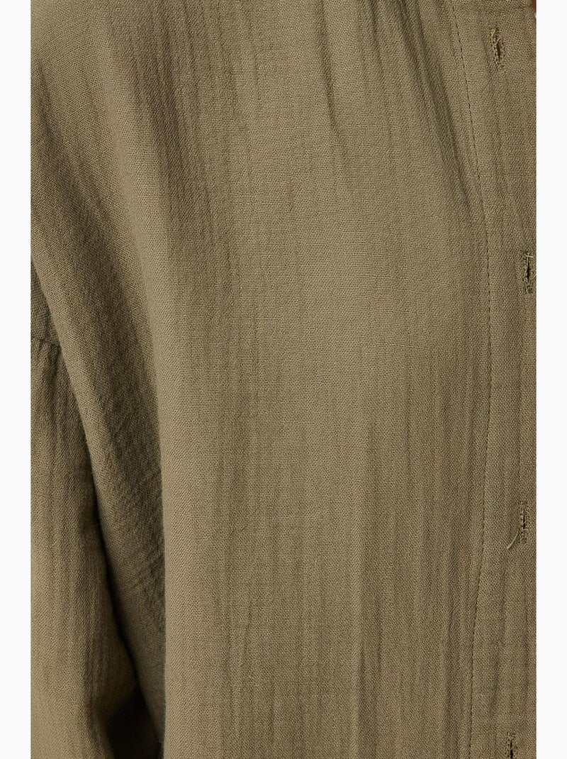 Camicia oversize in cotone testurizzato con taschino istanbul Verde kaki - Kiabi