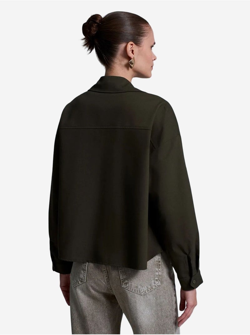 Camicia oversize in crêpe con abbottonatura frontale dilvin Cachi - Kiabi