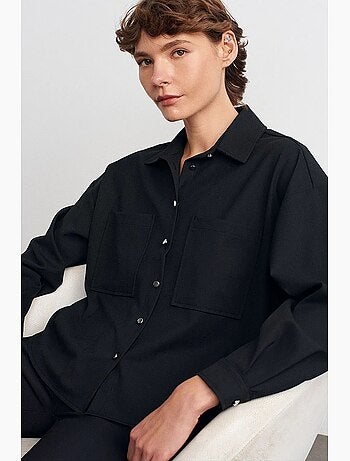 Camicia oversize in crêpe con abbottonatura frontale dilvin