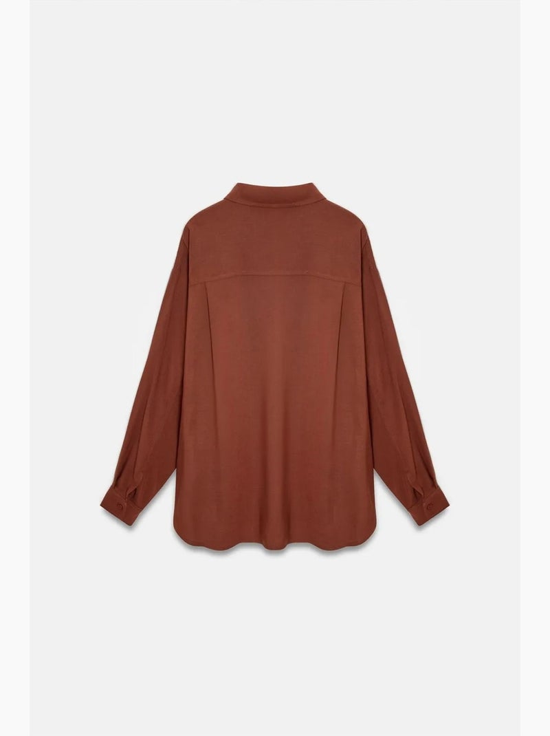 Camicia oversize in crêpe con bottoni dilvin Terracotta - Kiabi