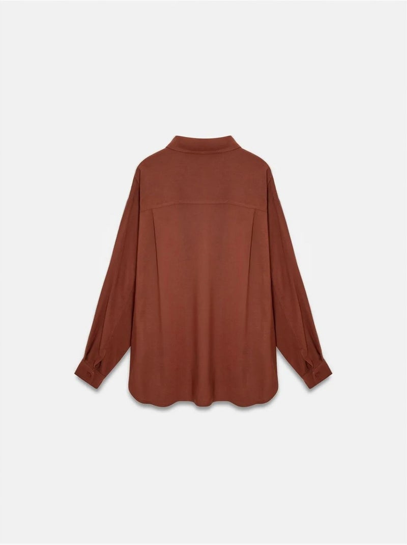 Camicia oversize in crêpe con bottoni Terracotta - Kiabi