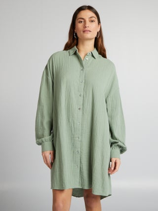 Camicia oversize in garza di cotone