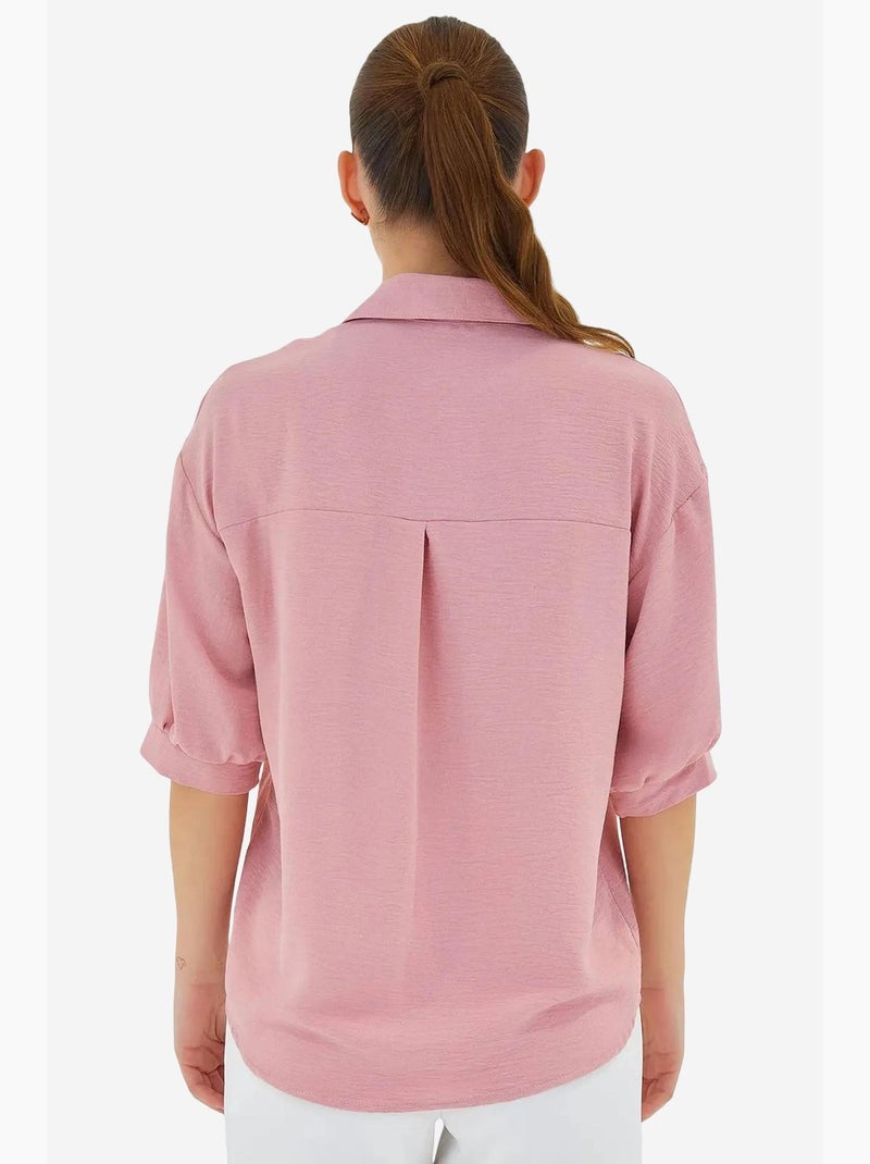 Camicia oversize in lino a maniche corte bdart Rosa chiaro - Kiabi