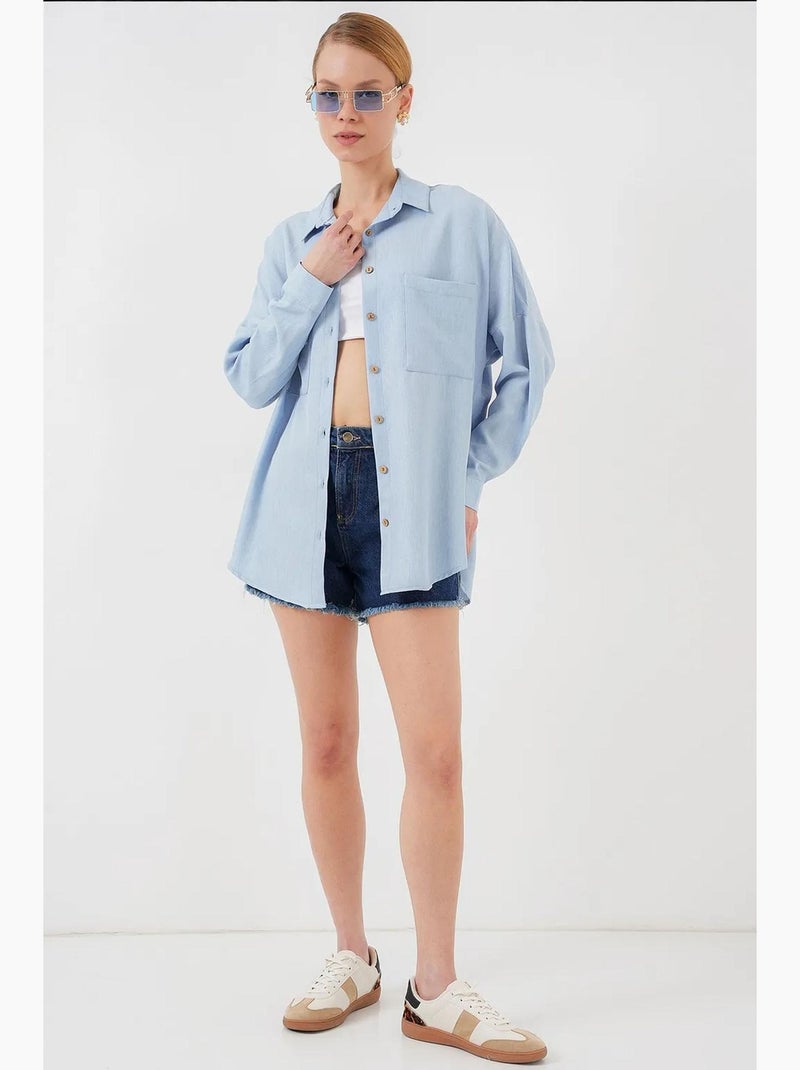 Camicia oversize in lino bdart Blu chiaro - Kiabi