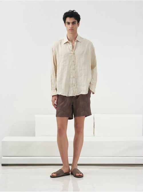 Camicia oversize in lino con bottoni giesto - Kiabi Camicia oversize in lino con bottoni giesto - Kiabi