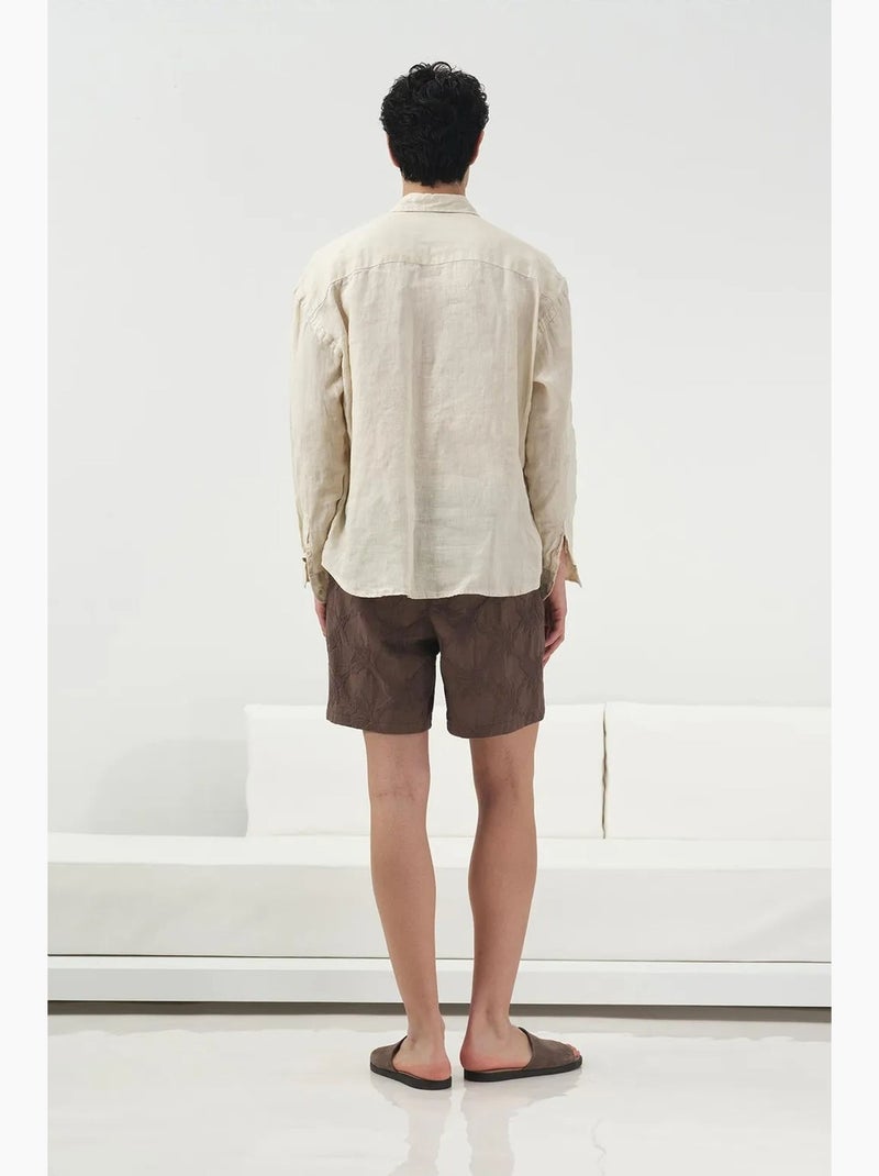 Camicia oversize in lino con bottoni giesto Beige argilla - Kiabi