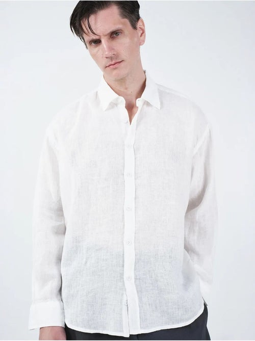 Camicia oversize in lino con bottoni giesto - Kiabi Camicia oversize in lino con bottoni giesto - Kiabi