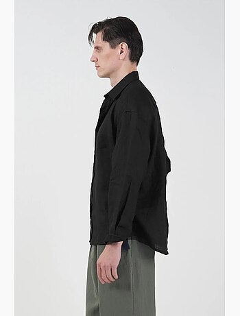 Camicia oversize in lino con bottoni giesto