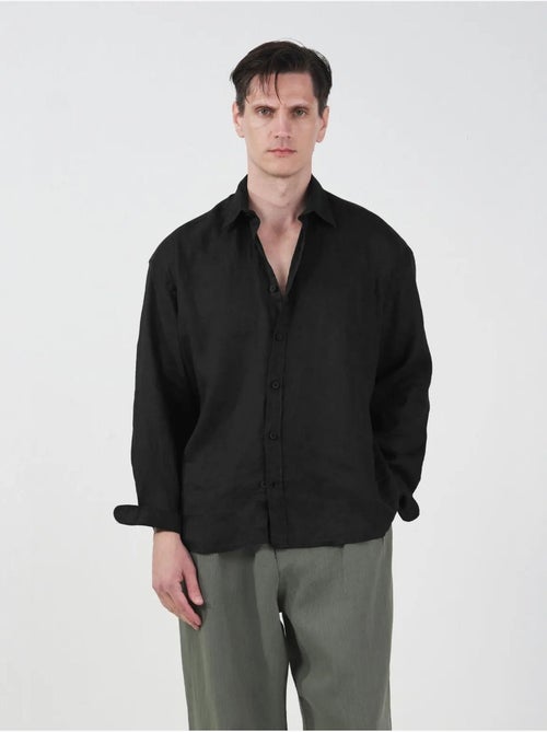 Camicia oversize in lino con bottoni giesto - Kiabi Camicia oversize in lino con bottoni giesto - Kiabi
