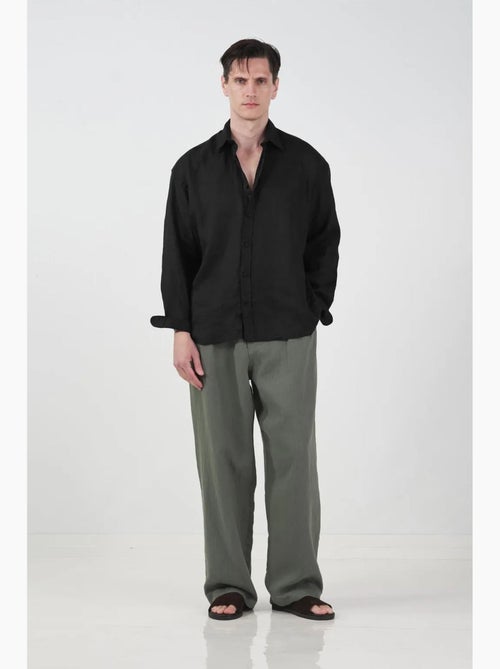Camicia oversize in lino con bottoni giesto - Kiabi Camicia oversize in lino con bottoni giesto - Kiabi