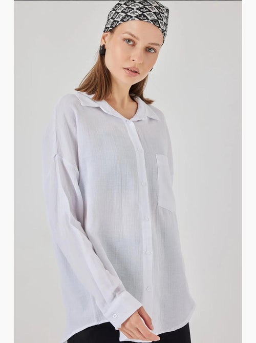 Camicia oversize in misto lino con dettagli tasche bdart - Kiabi Camicia oversize in misto lino con dettagli tasche bdart - Kiabi