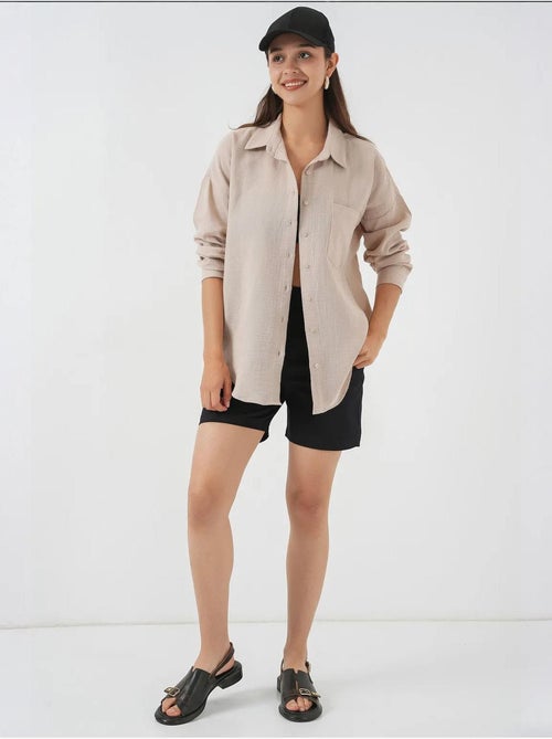 Camicia oversize in misto lino con dettagli tasche bdart - Kiabi Camicia oversize in misto lino con dettagli tasche bdart - Kiabi