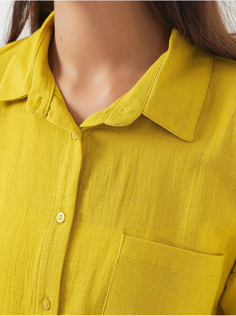 Camicia oversize in misto lino con dettagli tasche bdart Senape - Kiabi