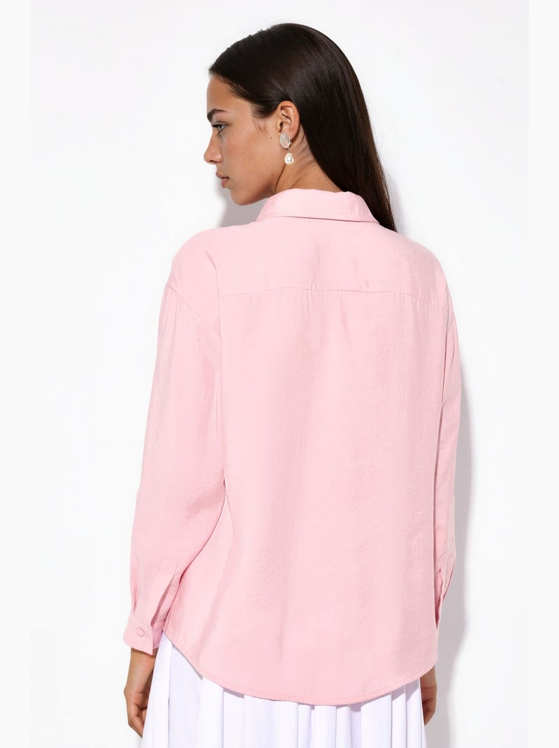 Camicia oversize in misto modal-viscosa hiccup Rosa confetto - Kiabi