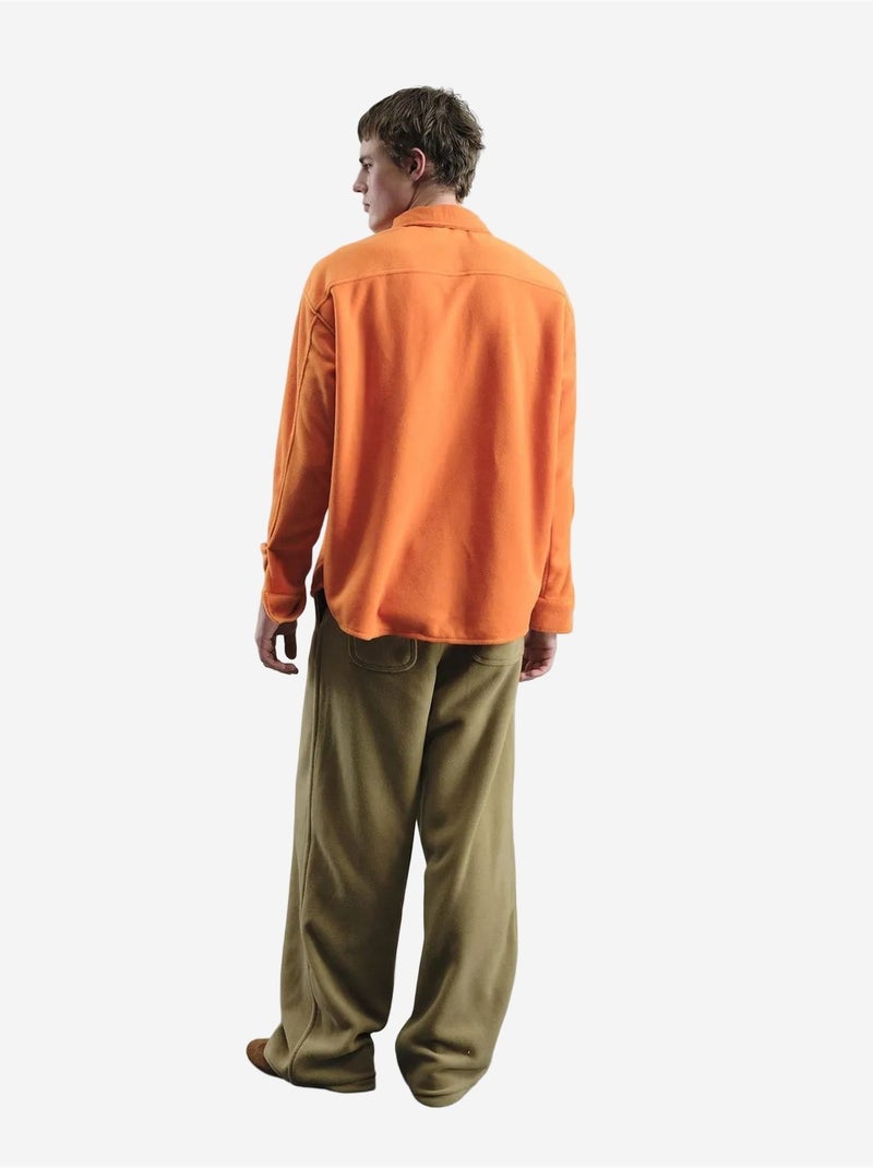 Camicia oversize in peluche con chiusura a bottoni a pressione giesto Arancione mandarino - Kiabi