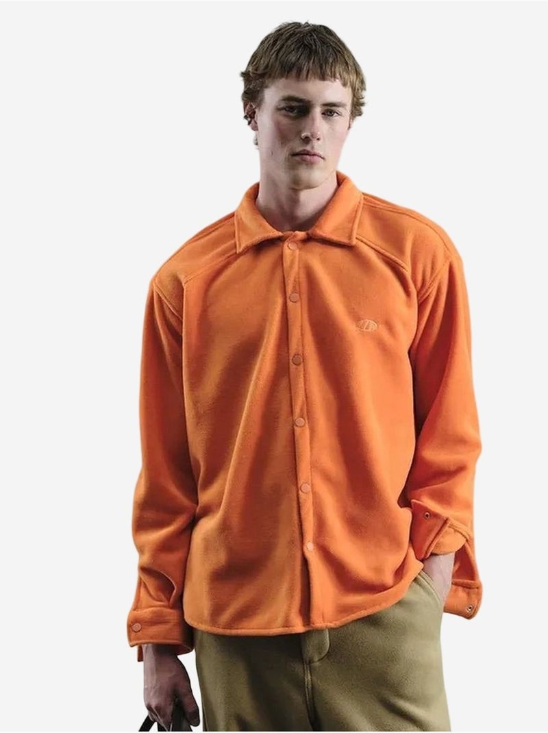 Camicia oversize in peluche con chiusura a bottoni a pressione giesto Arancione mandarino - Kiabi