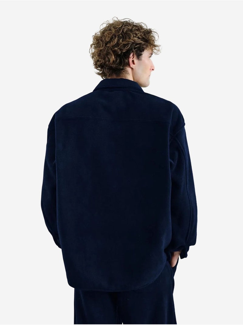 Camicia oversize in peluche con chiusura a bottoni a pressione giesto Blu marino - Kiabi