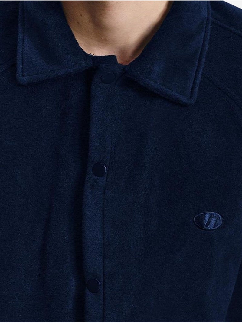 Camicia oversize in peluche con chiusura a bottoni a pressione giesto Blu marino - Kiabi