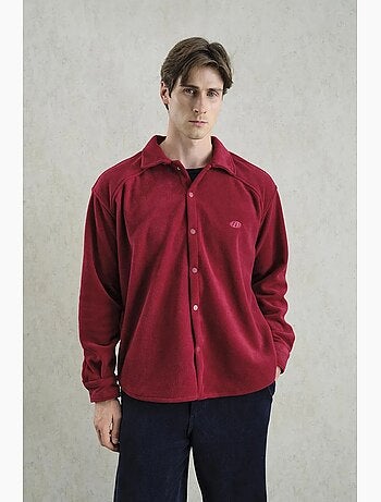 Camicia oversize in peluche con chiusura a bottoni a pressione giesto