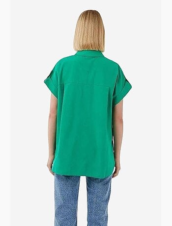 Camicia oversize in popeline a maniche corte con bottoni mixray