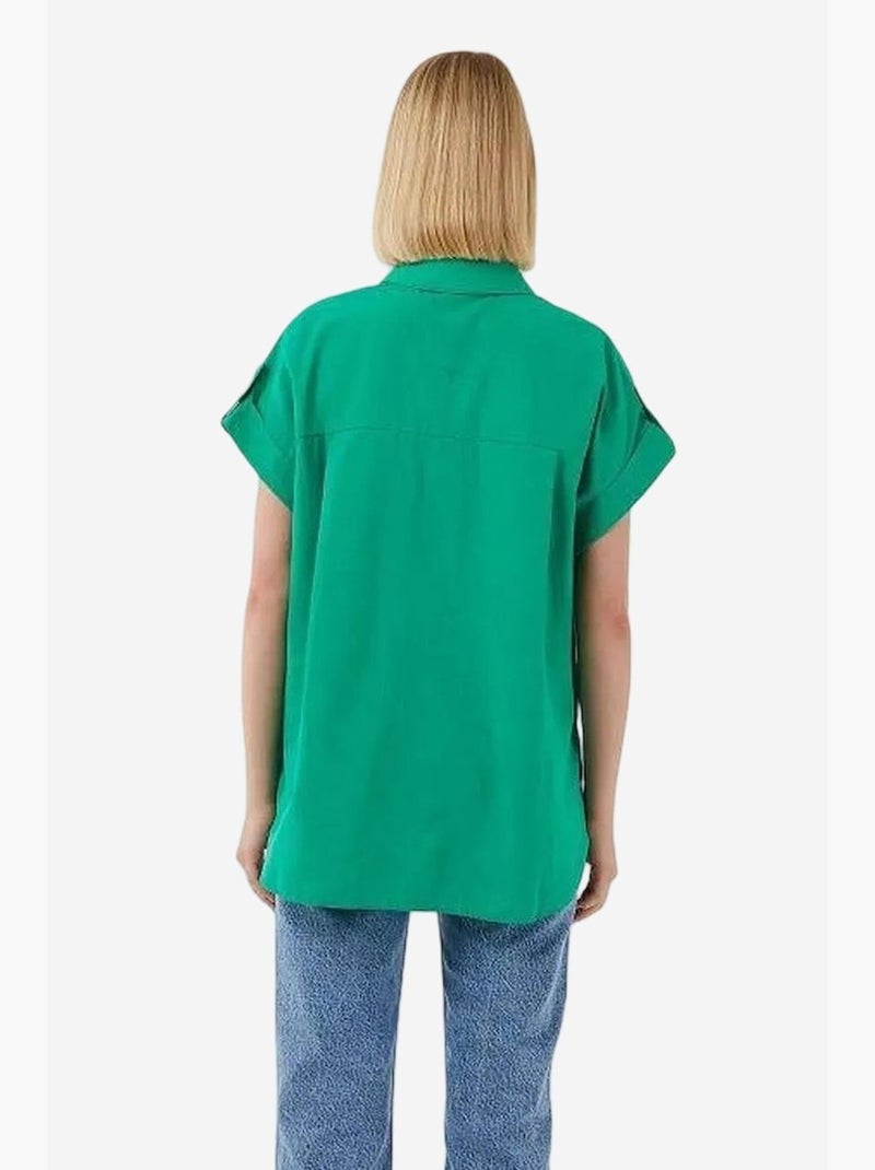 Camicia oversize in popeline a maniche corte con bottoni mixray Verde - Kiabi