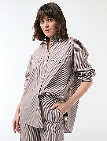 Camicia oversize in popeline a righe