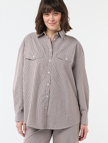 Camicia oversize in popeline a righe