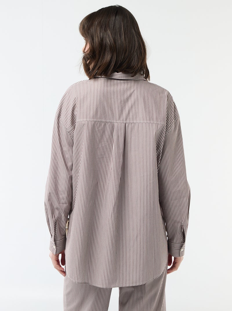 Camicia oversize in popeline a righe Beige - Kiabi