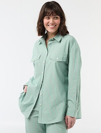 Camicia oversize in popeline a righe
