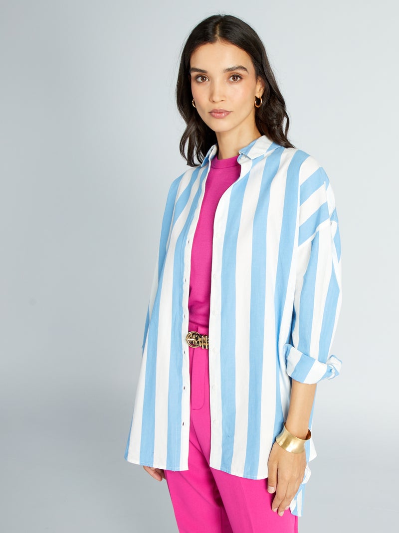 Camicia oversize in popeline BLU - Kiabi