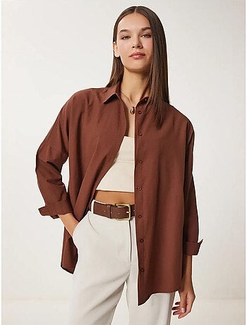Camicia oversize in popeline con bottoni e maniche lunghe istanbul