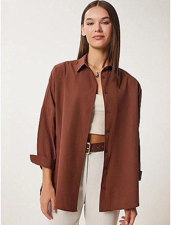 Camicia oversize in popeline con bottoni e maniche lunghe istanbul