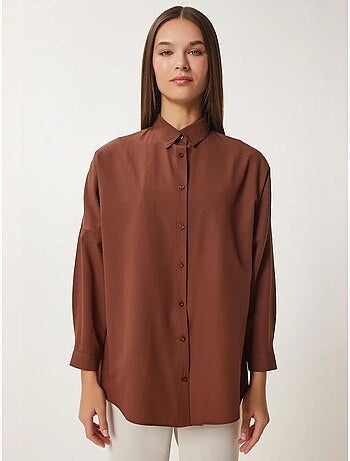 Camicia oversize in popeline con bottoni e maniche lunghe istanbul
