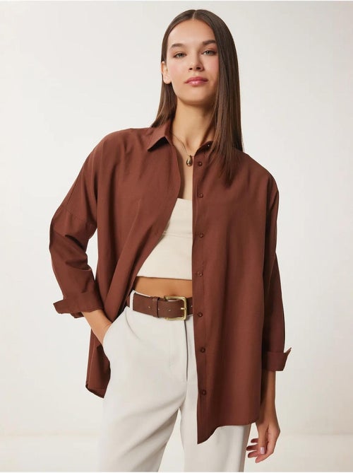 Camicia oversize in popeline con bottoni e maniche lunghe istanbul - Kiabi
