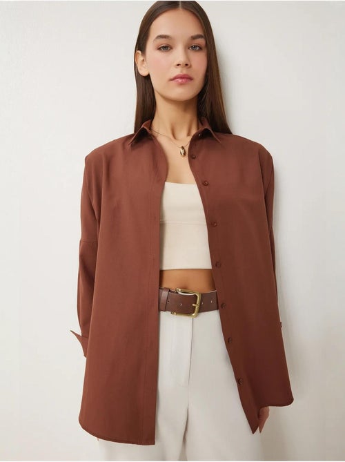 Camicia oversize in popeline con bottoni e maniche lunghe istanbul - Kiabi
