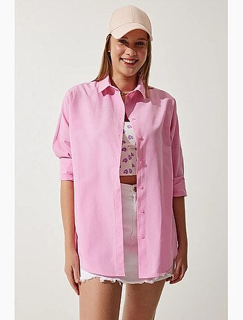 Camicia oversize in popeline con bottoni e maniche lunghe istanbul