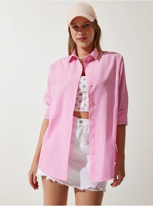 Camicia oversize in popeline con bottoni e maniche lunghe istanbul - Kiabi Camicia oversize in popeline con bottoni e maniche lunghe istanbul - Kiabi