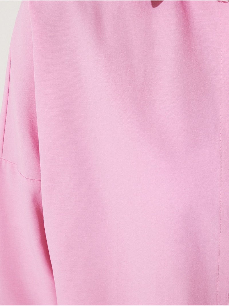 Camicia oversize in popeline con bottoni e maniche lunghe istanbul Rosa fluo/Solinotes - Kiabi
