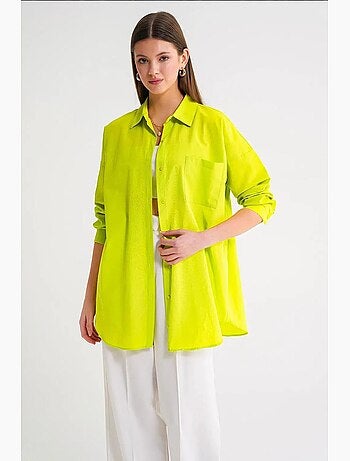 Camicia oversize in popeline con bottoni e maniche lunghe mixray