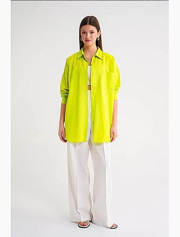 Camicia oversize in popeline con bottoni e maniche lunghe mixray