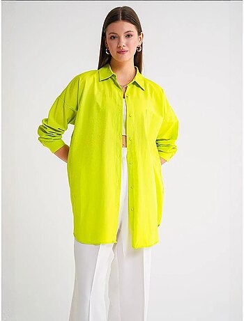 Camicia oversize in popeline con bottoni e maniche lunghe mixray