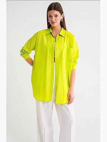 Camicia oversize in popeline con bottoni e maniche lunghe mixray