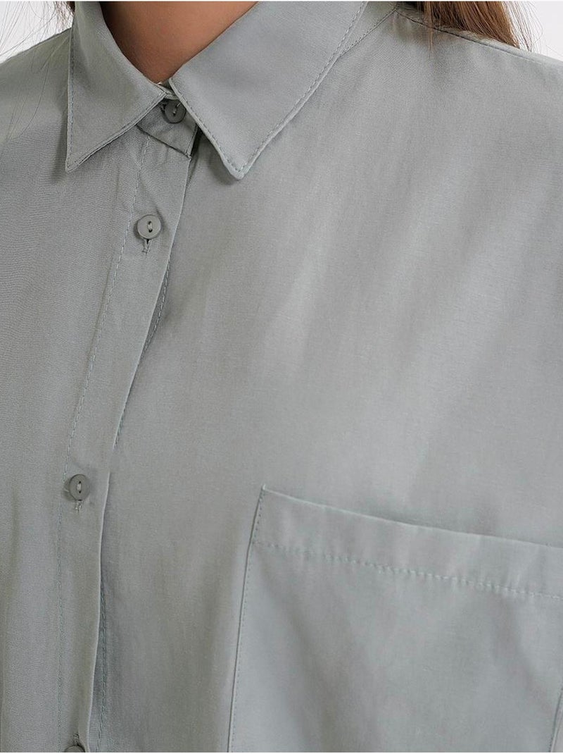Camicia oversize in popeline con bottoni e maniche lunghe mixray Verde menta - Kiabi