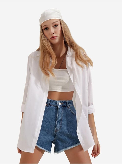 Camicia oversize in popeline con motivo e bottoni bdart - Kiabi