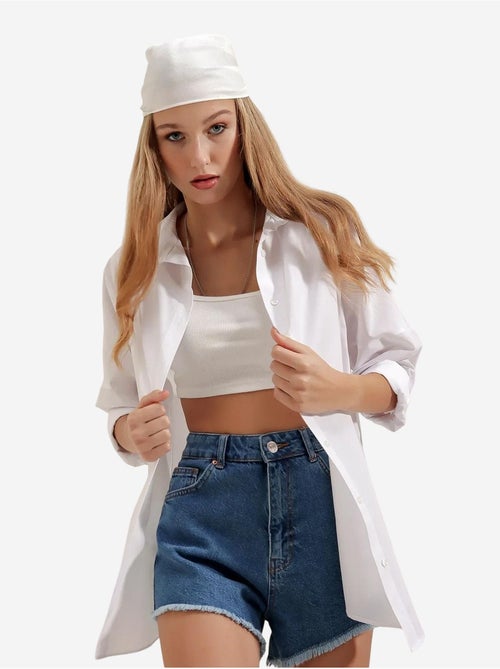 Camicia oversize in popeline con motivo e bottoni bdart - Kiabi