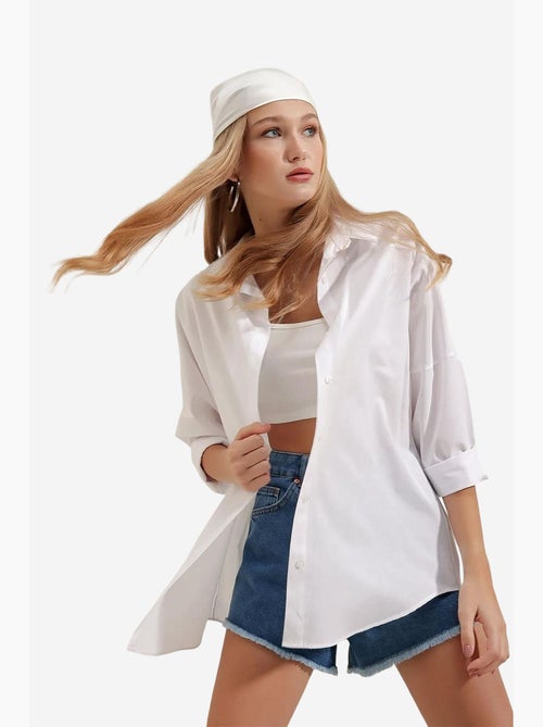 Camicia oversize in popeline con motivo e bottoni bdart - Kiabi