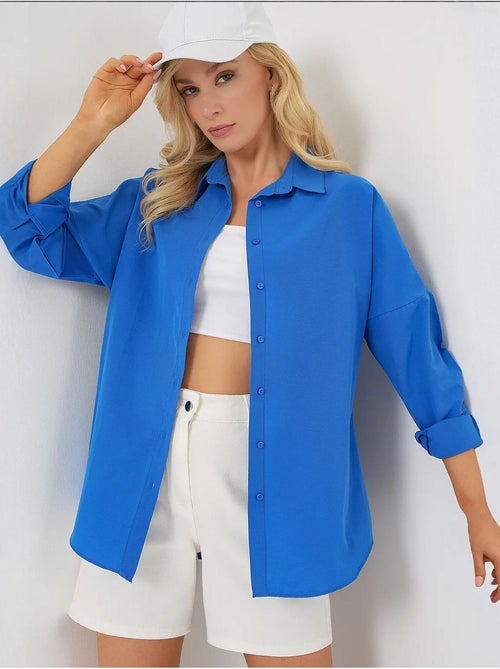 Camicia oversize in popeline con motivo e bottoni bdart - Kiabi