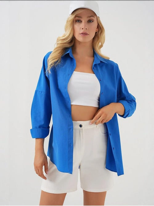 Camicia oversize in popeline con motivo e bottoni bdart - Kiabi