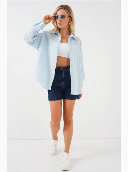 Camicia oversize in popeline con motivo e bottoni bdart - Kiabi Camicia oversize in popeline con motivo e bottoni bdart - Kiabi