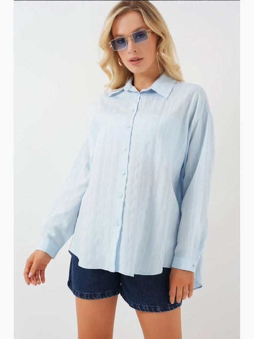 Camicia oversize in popeline con motivo e bottoni bdart - Kiabi Camicia oversize in popeline con motivo e bottoni bdart - Kiabi